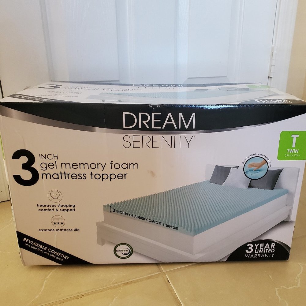 Dream Serenity 3” Gel Memory Foam Mattress Topper Twin